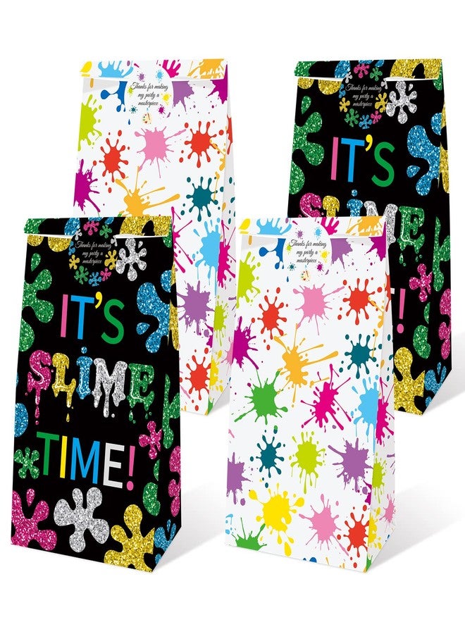 MOAXMOA 24 Pack Slime Party Favors Goodie Bags Painting Candy Gift Treat Bags with Stickers, Slime Art Theme Birthday It's Slime Time Party Decorations Supplies - Image 1